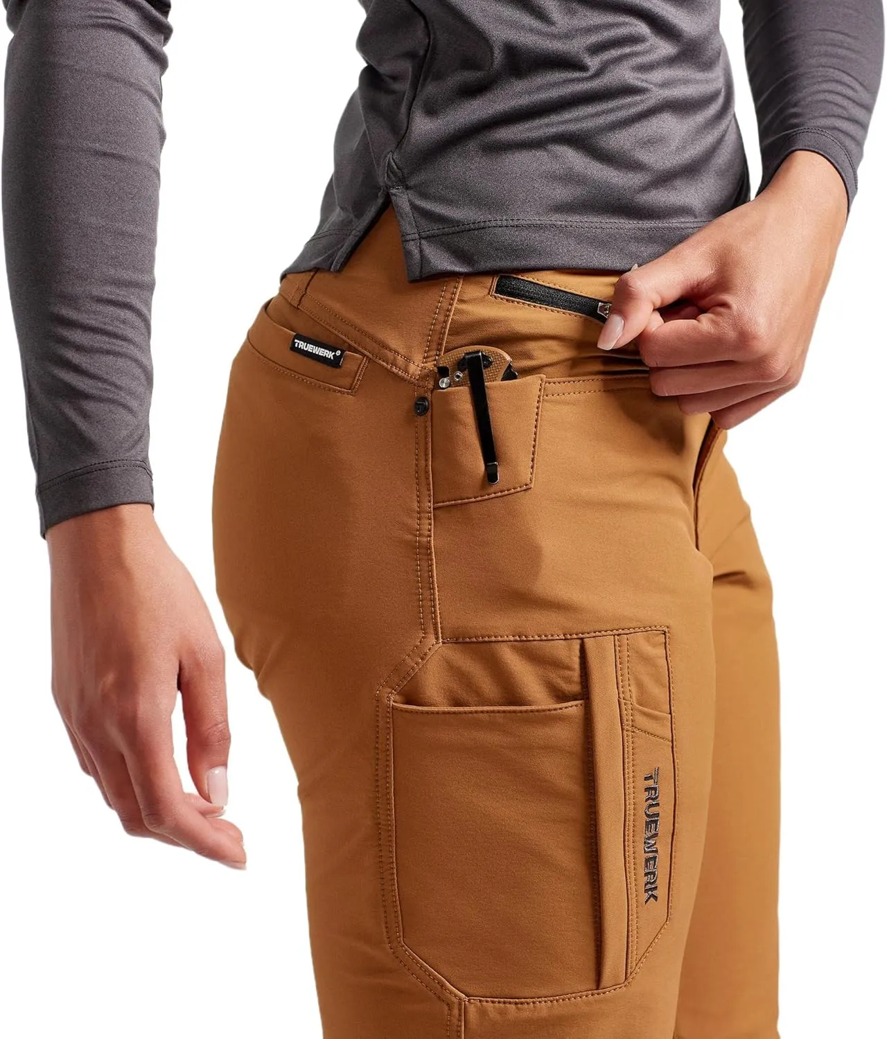 TRUEWERK Womens Workwear Pants - T2 WerkPants - Relaxed Fit, Lightweight, Water Resistant, Cargo Pants with 4-Way Stretch