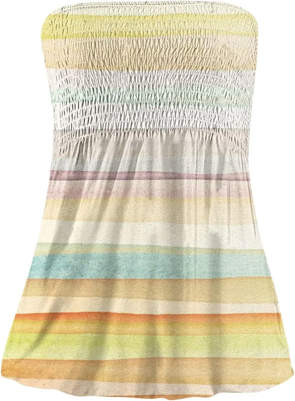 Tube Tops for Women Smocked Ruffled Floral Print Tanks Sleeveless Strapless Tube Tops Business Casual Bandeau