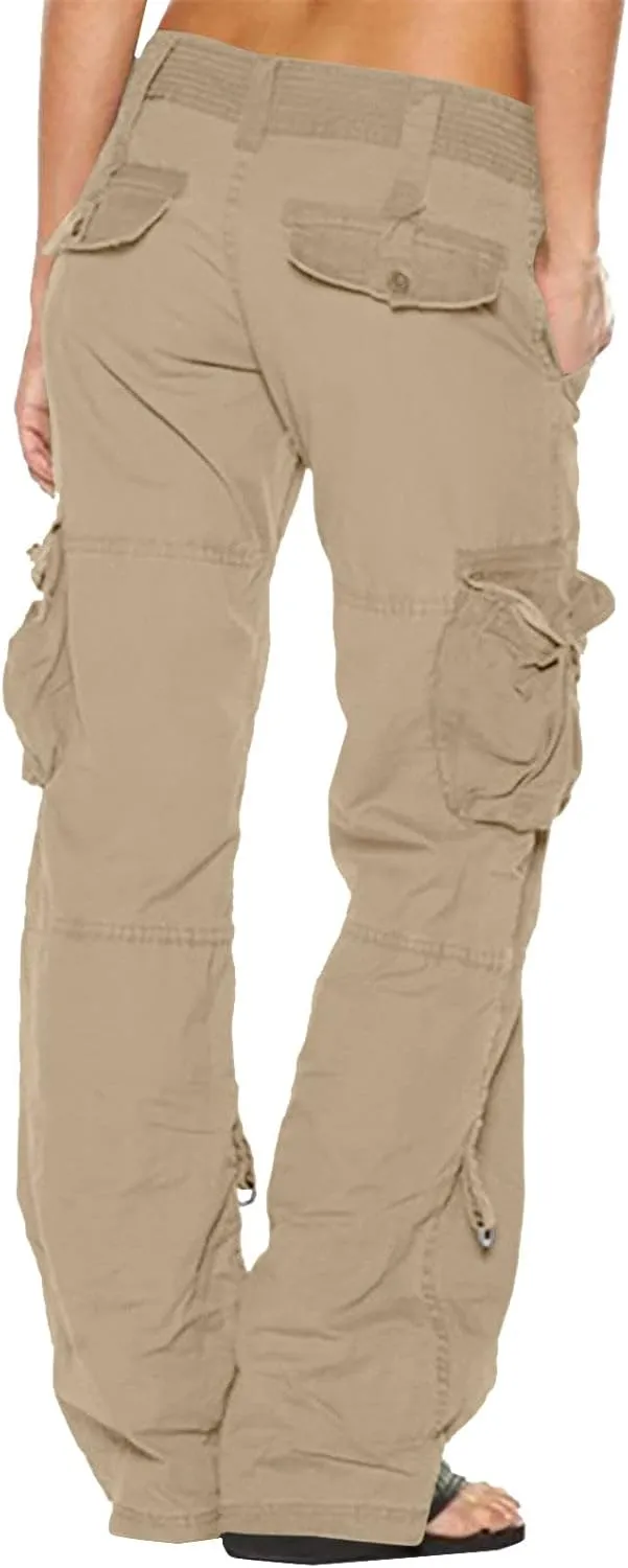 Uillui Womens Relaxed Fit Baggy Cargo Pants Y2K Teen Girls Trendy Low Waist Parachute Pants Wide Leg Trousers Hiking Pants
