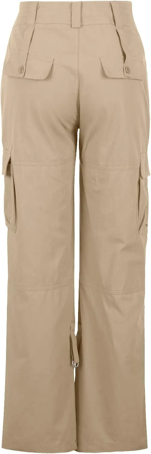 Uillui Womens Relaxed Fit Baggy Cargo Pants Y2K Teen Girls Trendy Low Waist Parachute Pants Wide Leg Trousers Hiking Pants