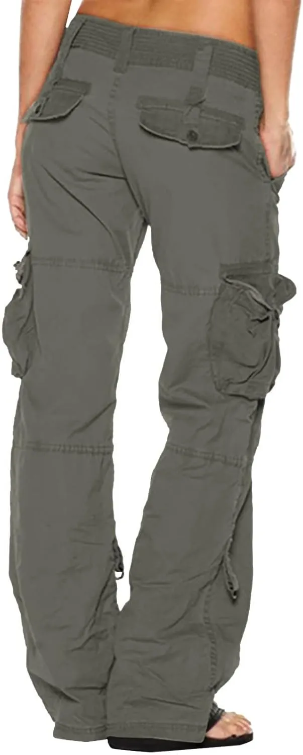 Uillui Womens Relaxed Fit Baggy Cargo Pants Y2K Teen Girls Trendy Low Waist Parachute Pants Wide Leg Trousers Hiking Pants