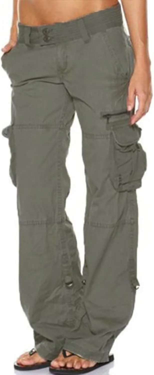 Uillui Womens Relaxed Fit Baggy Cargo Pants Y2K Teen Girls Trendy Low Waist Parachute Pants Wide Leg Trousers Hiking Pants