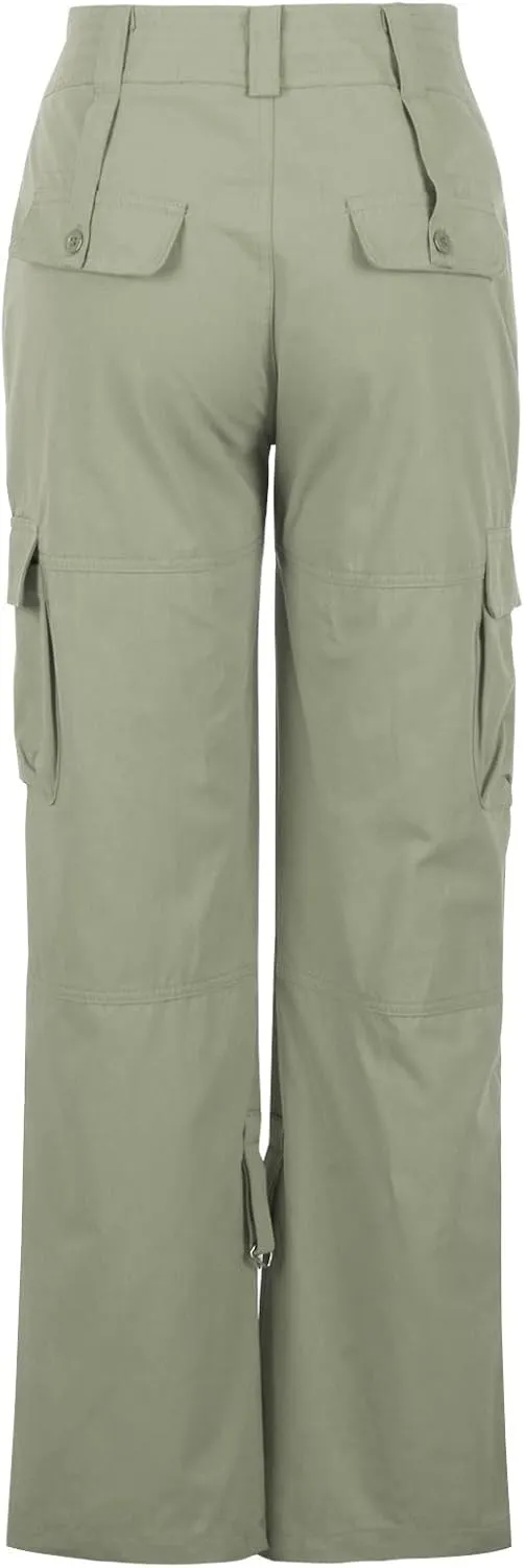 Uillui Womens Relaxed Fit Baggy Cargo Pants Y2K Teen Girls Trendy Low Waist Parachute Pants Wide Leg Trousers Hiking Pants