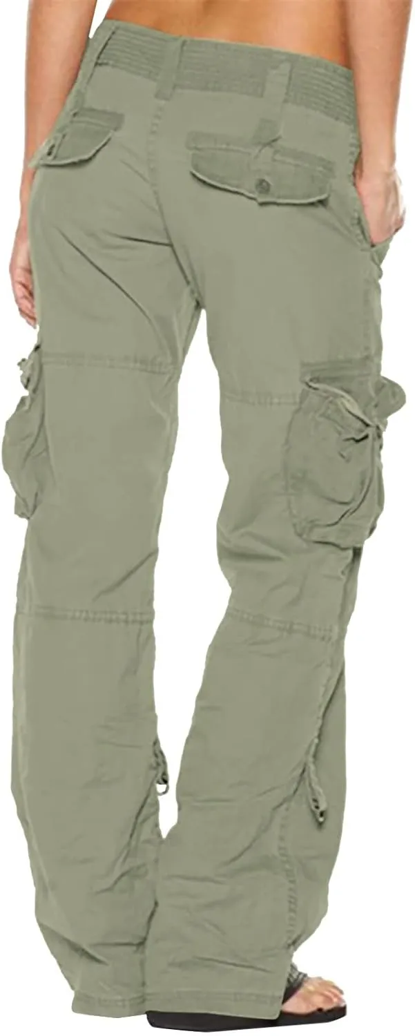 Uillui Womens Relaxed Fit Baggy Cargo Pants Y2K Teen Girls Trendy Low Waist Parachute Pants Wide Leg Trousers Hiking Pants