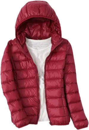Ultra-Light Thin Down Jacket Women Winter Slim Short Hooded Warm White Duck Down Coat Parka Portable Outerwear