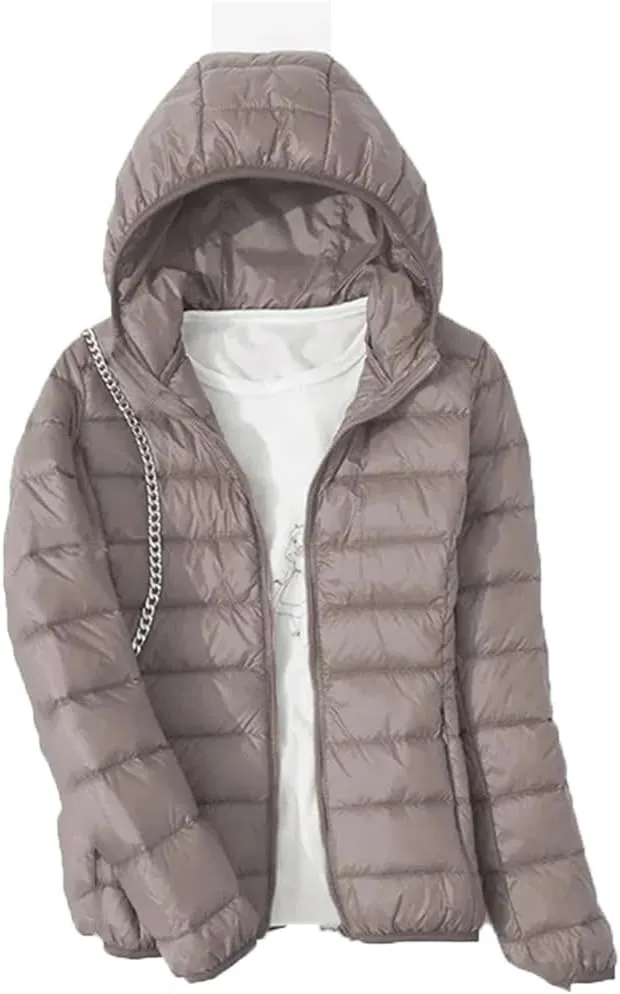 Ultra-Light Thin Down Jacket Women Winter Slim Short Hooded Warm White Duck Down Coat Parka Portable Outerwear
