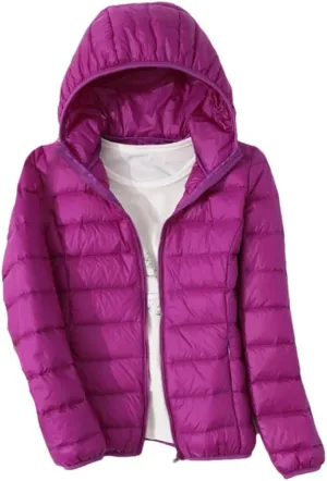 Ultra-Light Thin Down Jacket Women Winter Slim Short Hooded Warm White Duck Down Coat Parka Portable Outerwear