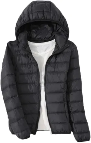 Ultra-Light Thin Down Jacket Women Winter Slim Short Hooded Warm White Duck Down Coat Parka Portable Outerwear