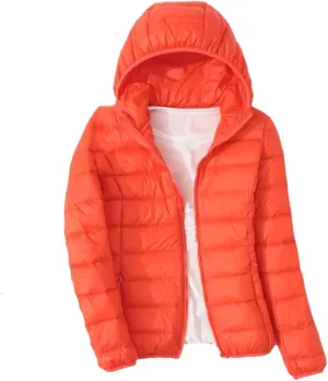 Ultra-Light Thin Down Jacket Women Winter Slim Short Hooded Warm White Duck Down Coat Parka Portable Outerwear