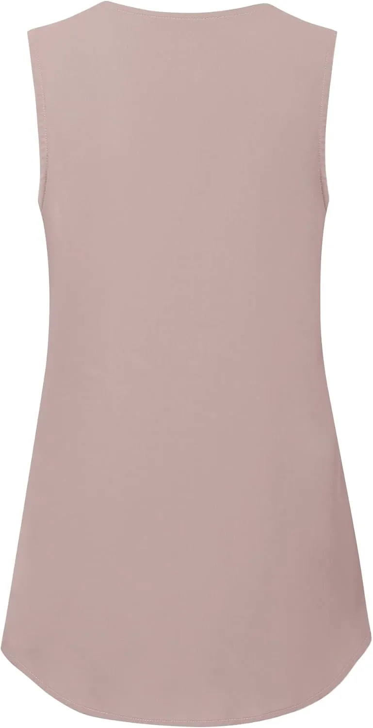 Unixseque Women's Casual V Neck Sleeveless Tunics Tank Tops Blouses Summer Office Work Shirts