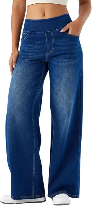 utcoco Straight Leg Jeans for Women 2025 Loose Y2K High Waist Wide Leg Macroelastic Denim Pants Trousers