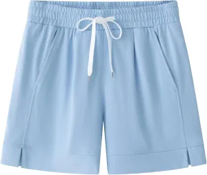 Vcansion Women's Elastic Waist Knee Length Casual Cotton Bermuda Shorts with Drawstring