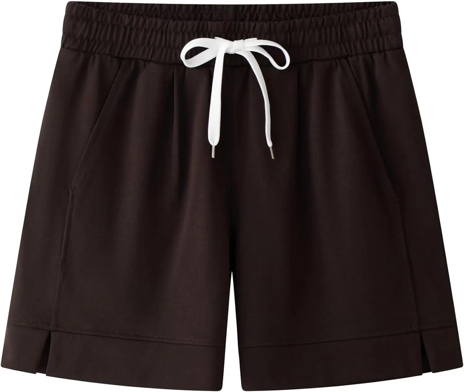 Vcansion Women's Elastic Waist Knee Length Casual Cotton Bermuda Shorts with Drawstring