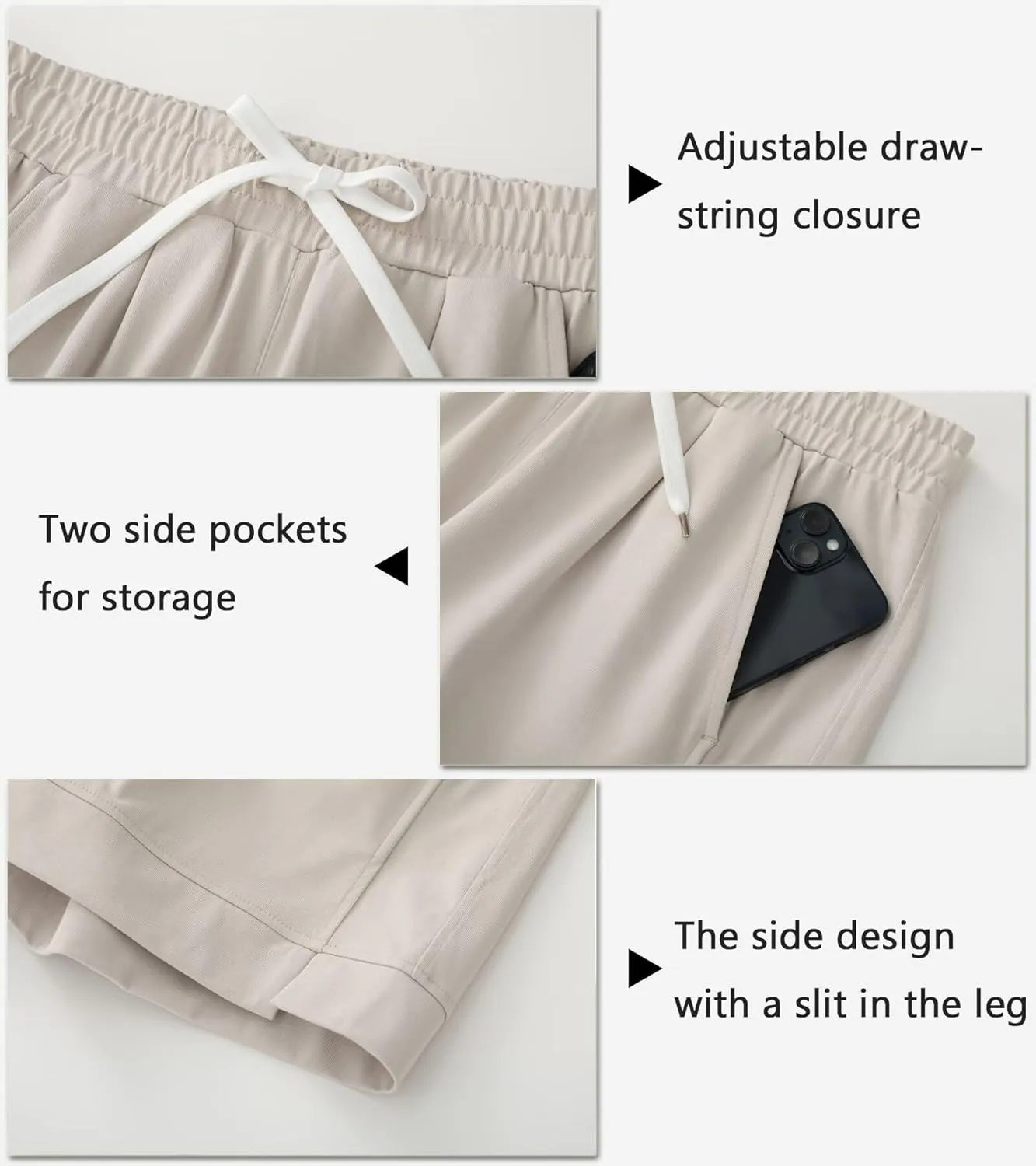 Vcansion Women's Elastic Waist Knee Length Casual Cotton Bermuda Shorts with Drawstring
