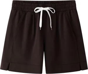 Vcansion Women's Elastic Waist Knee Length Casual Cotton Bermuda Shorts with Drawstring