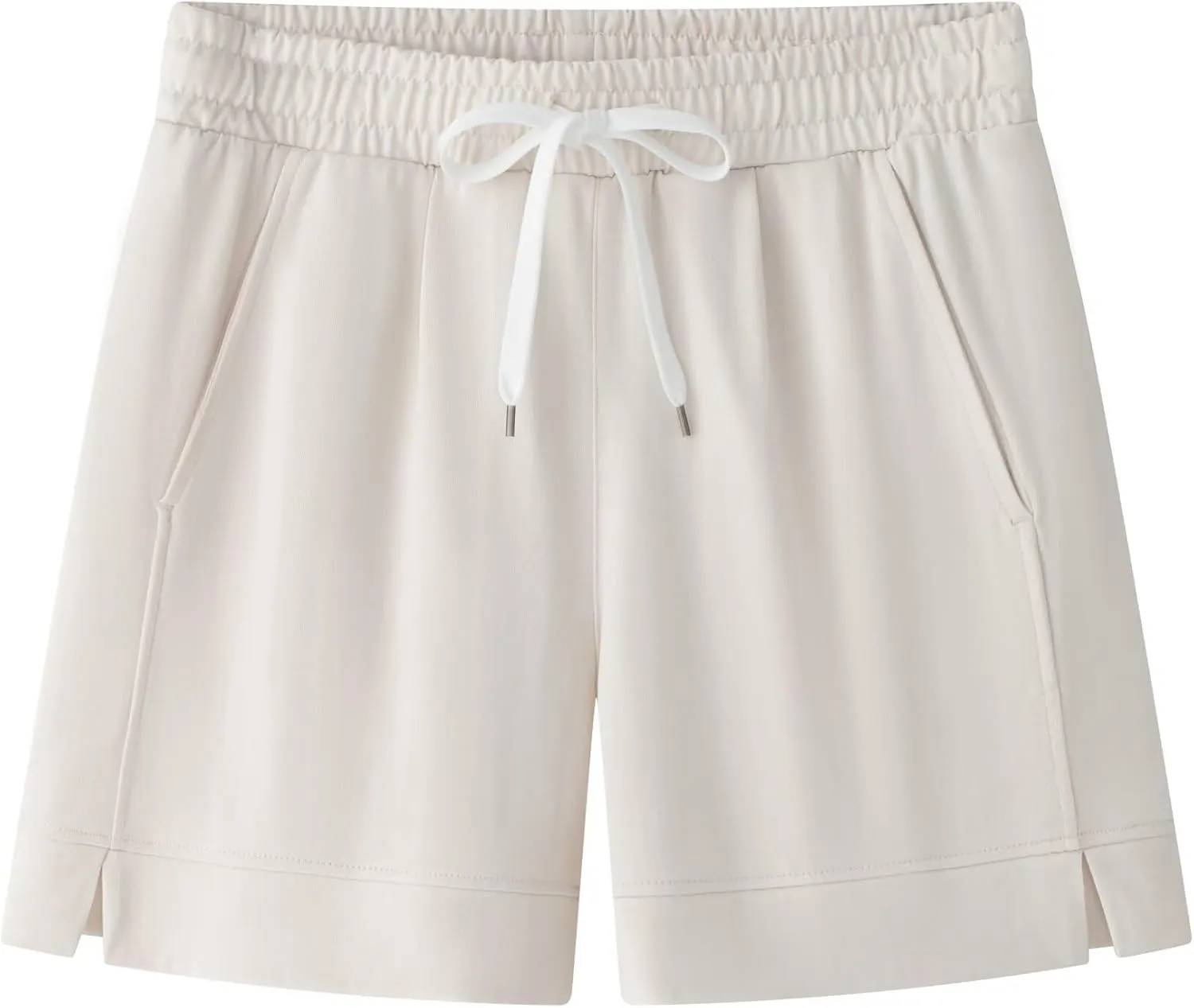 Vcansion Women's Elastic Waist Knee Length Casual Cotton Bermuda Shorts with Drawstring