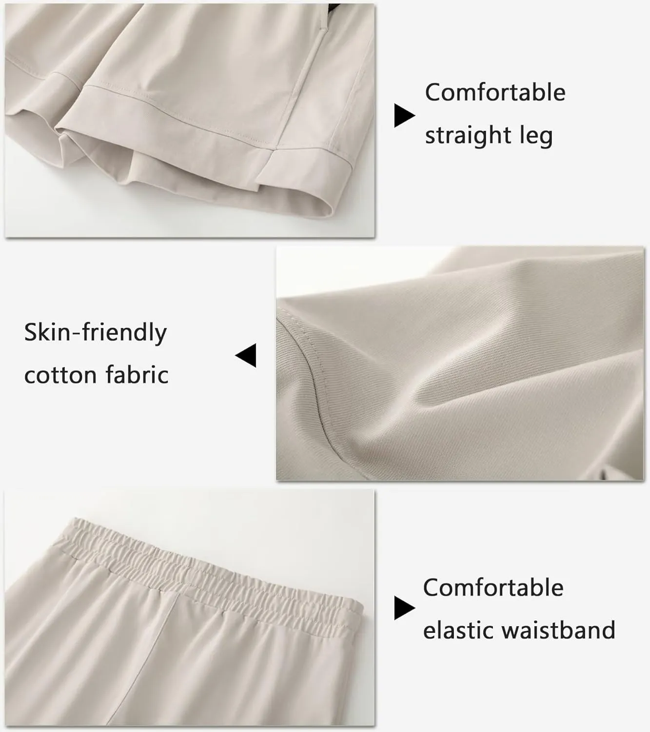 Vcansion Women's Elastic Waist Knee Length Casual Cotton Bermuda Shorts with Drawstring