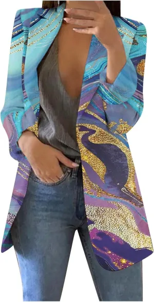 WANZZXCSL Womens Casual Blazers Business Casual Dressy Long Sleeve Lightweight Jackets Spring Summer Cardigan Work Suit