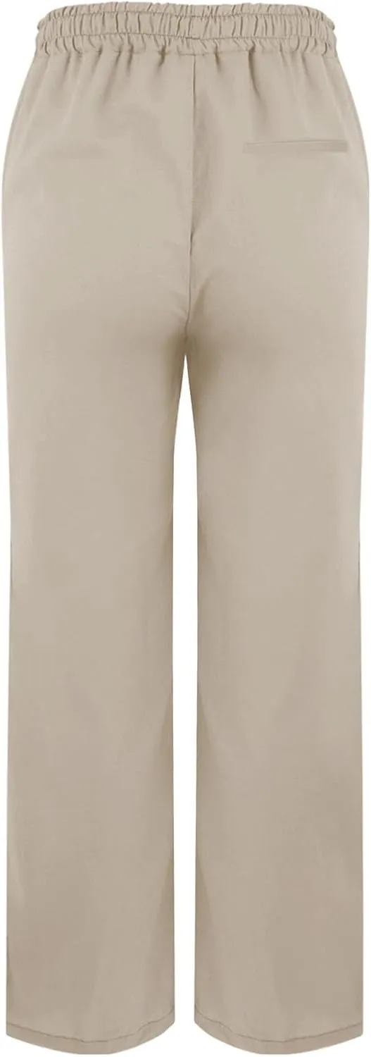 Wide Leg Linen Pants for Women Cropped Pants Cotton Linen High Waisted Trousers Loose Summer Lounge Trousers