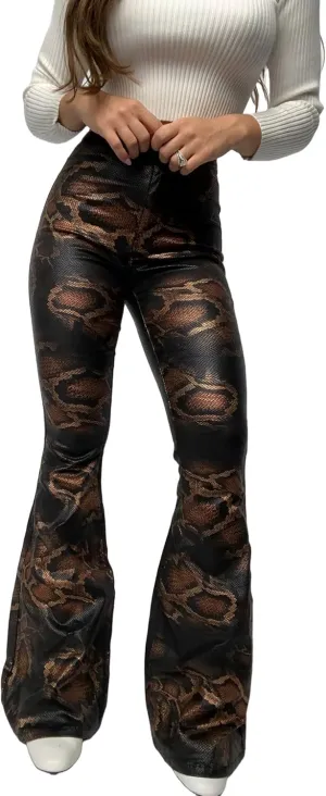 Willow Boutique High Rise Womens Jeans Flare | Stretchy Bootcut Jeans for Women | Flare Pants for Women - Snakeprint