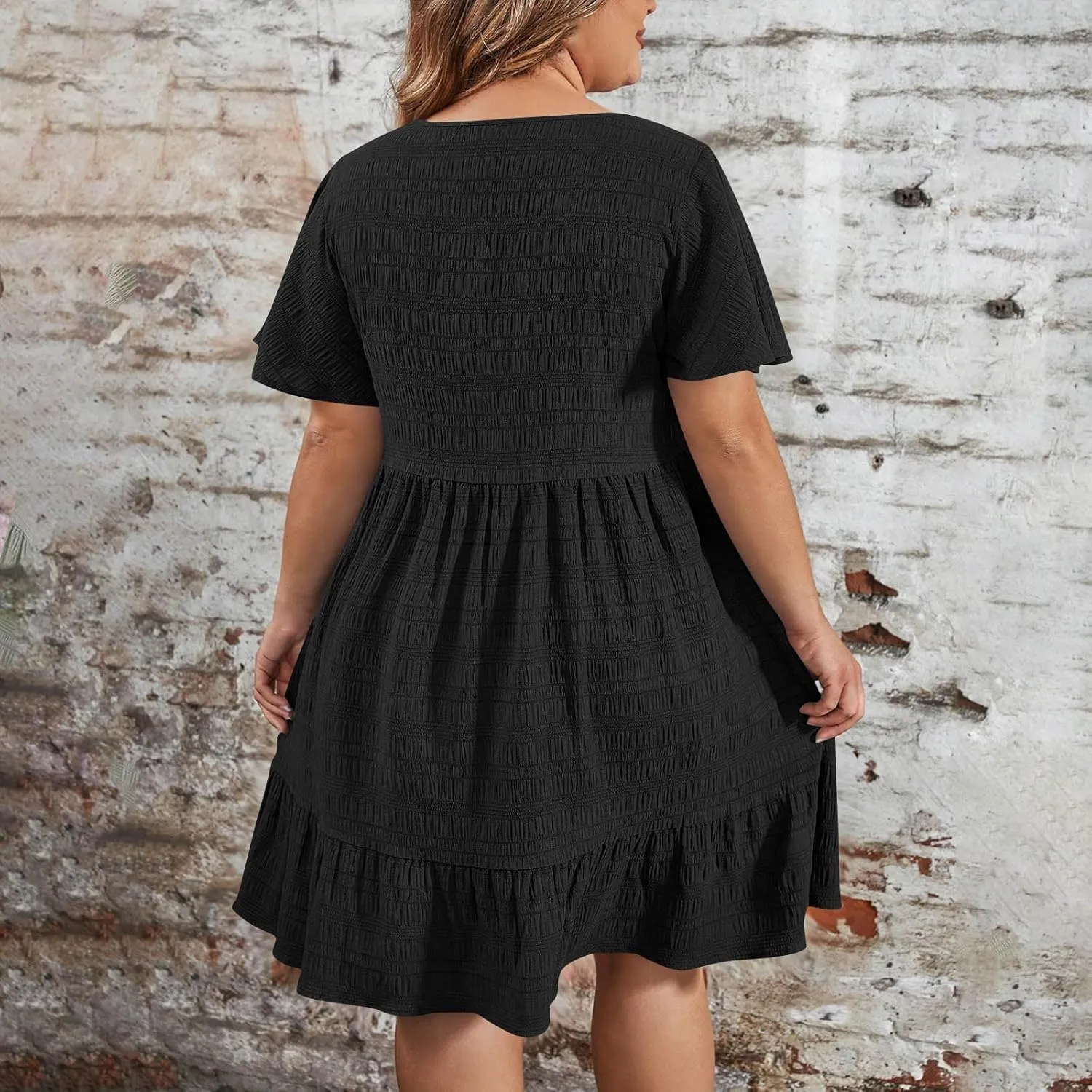 Wkishenl Plus Size Dresses for Curvy Women 2025 Summer Short Sleeve Tshirt Dress Flowy Tiered Casual Beach Vacation Sundress