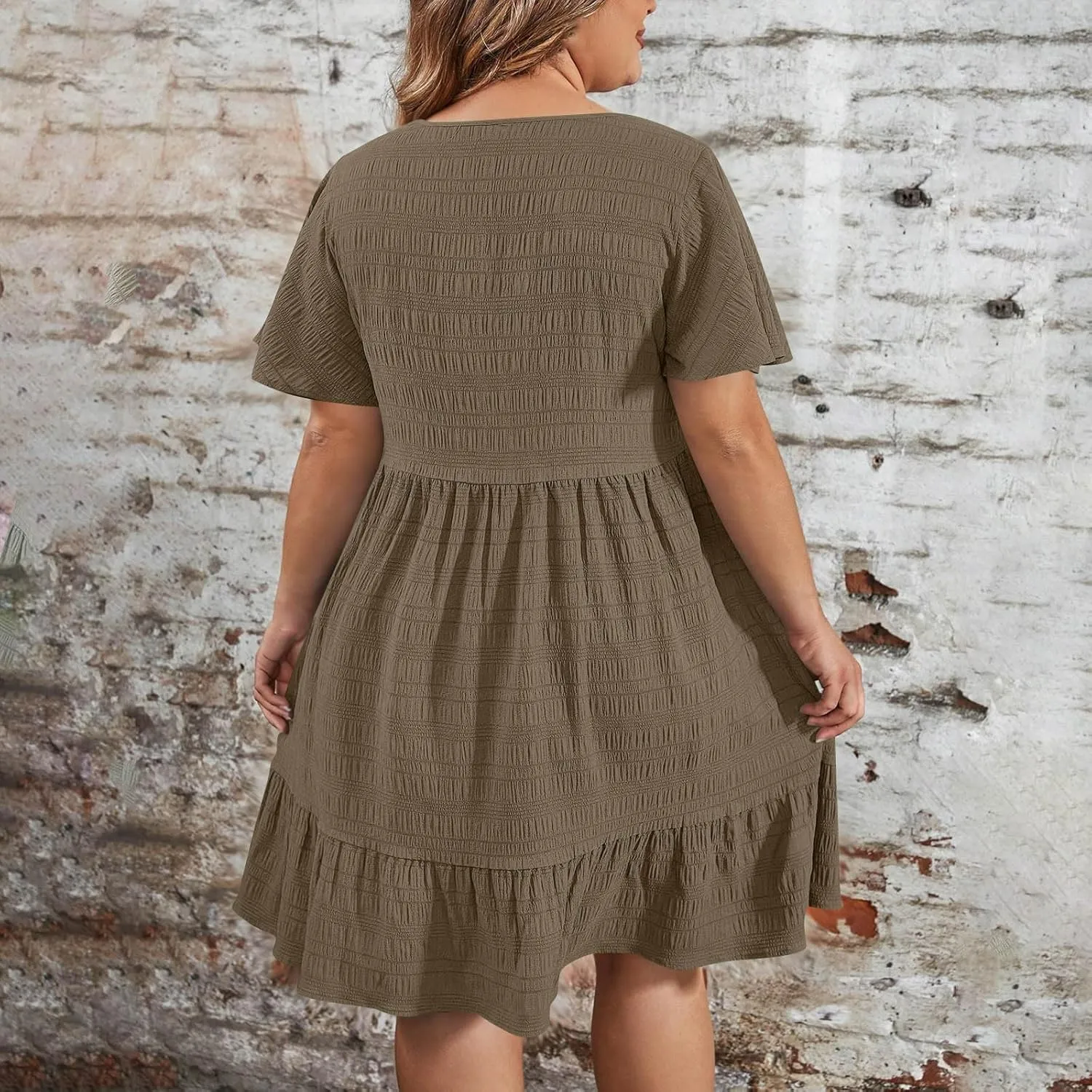 Wkishenl Plus Size Dresses for Curvy Women 2025 Summer Short Sleeve Tshirt Dress Flowy Tiered Casual Beach Vacation Sundress