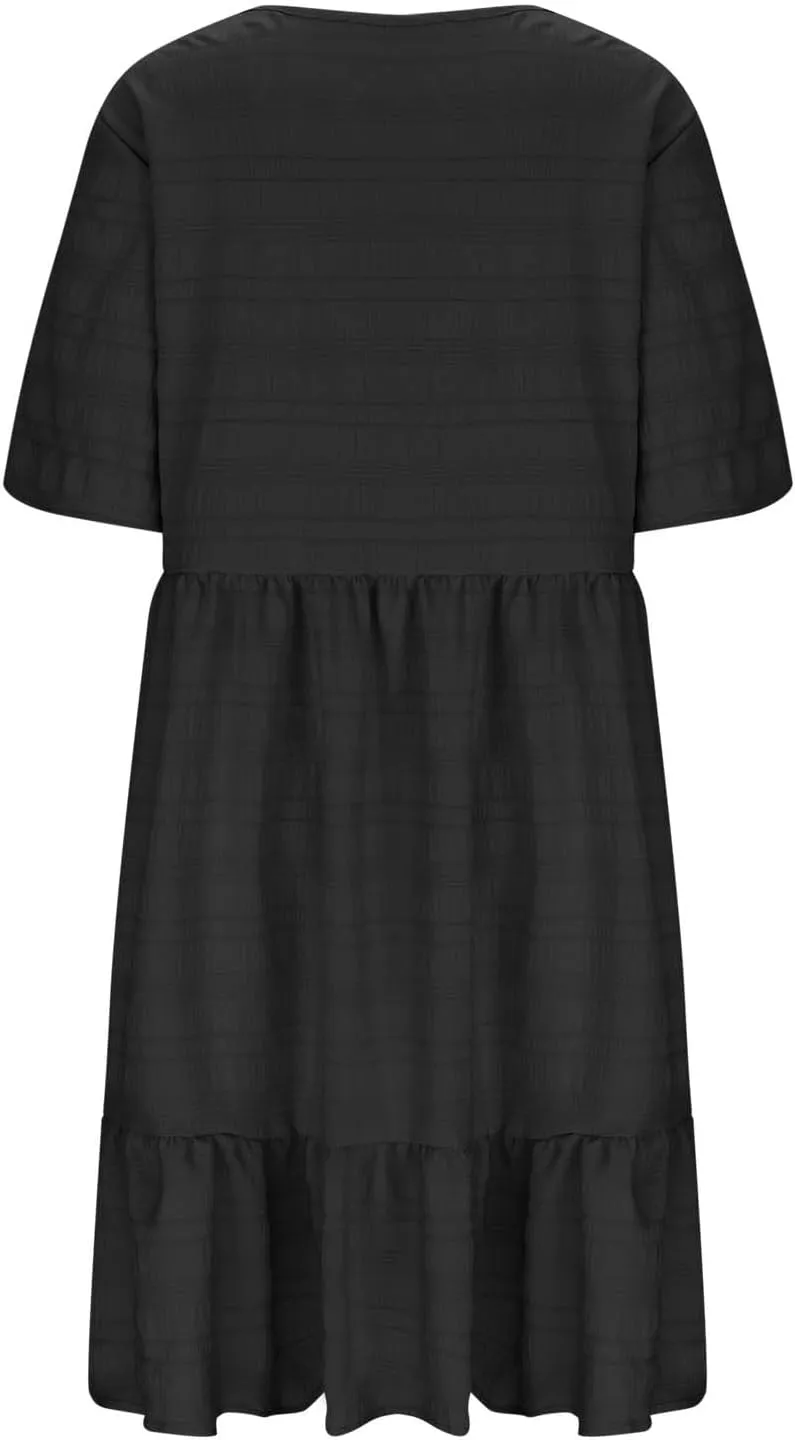 Wkishenl Plus Size Dresses for Curvy Women 2025 Summer Short Sleeve Tshirt Dress Flowy Tiered Casual Beach Vacation Sundress