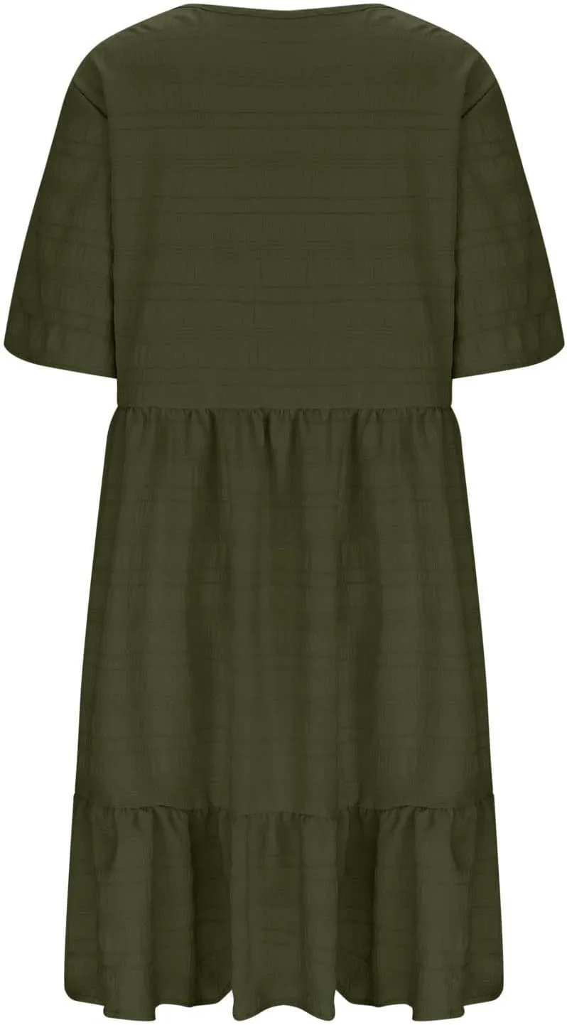 Wkishenl Plus Size Dresses for Curvy Women 2025 Summer Short Sleeve Tshirt Dress Flowy Tiered Casual Beach Vacation Sundress