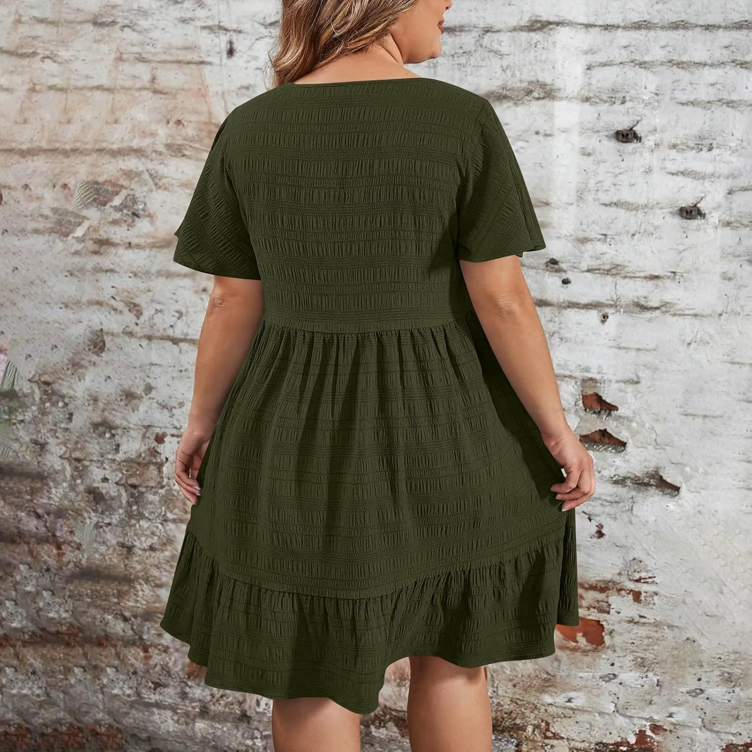 Wkishenl Plus Size Dresses for Curvy Women 2025 Summer Short Sleeve Tshirt Dress Flowy Tiered Casual Beach Vacation Sundress