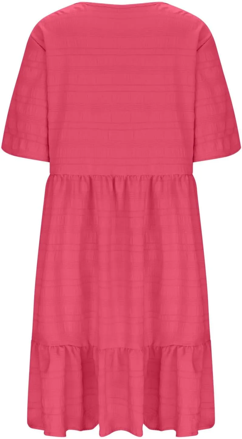 Wkishenl Plus Size Dresses for Curvy Women 2025 Summer Short Sleeve Tshirt Dress Flowy Tiered Casual Beach Vacation Sundress