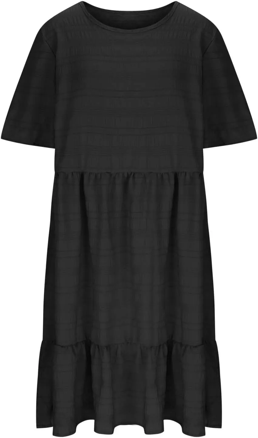 Wkishenl Plus Size Dresses for Curvy Women 2025 Summer Short Sleeve Tshirt Dress Flowy Tiered Casual Beach Vacation Sundress