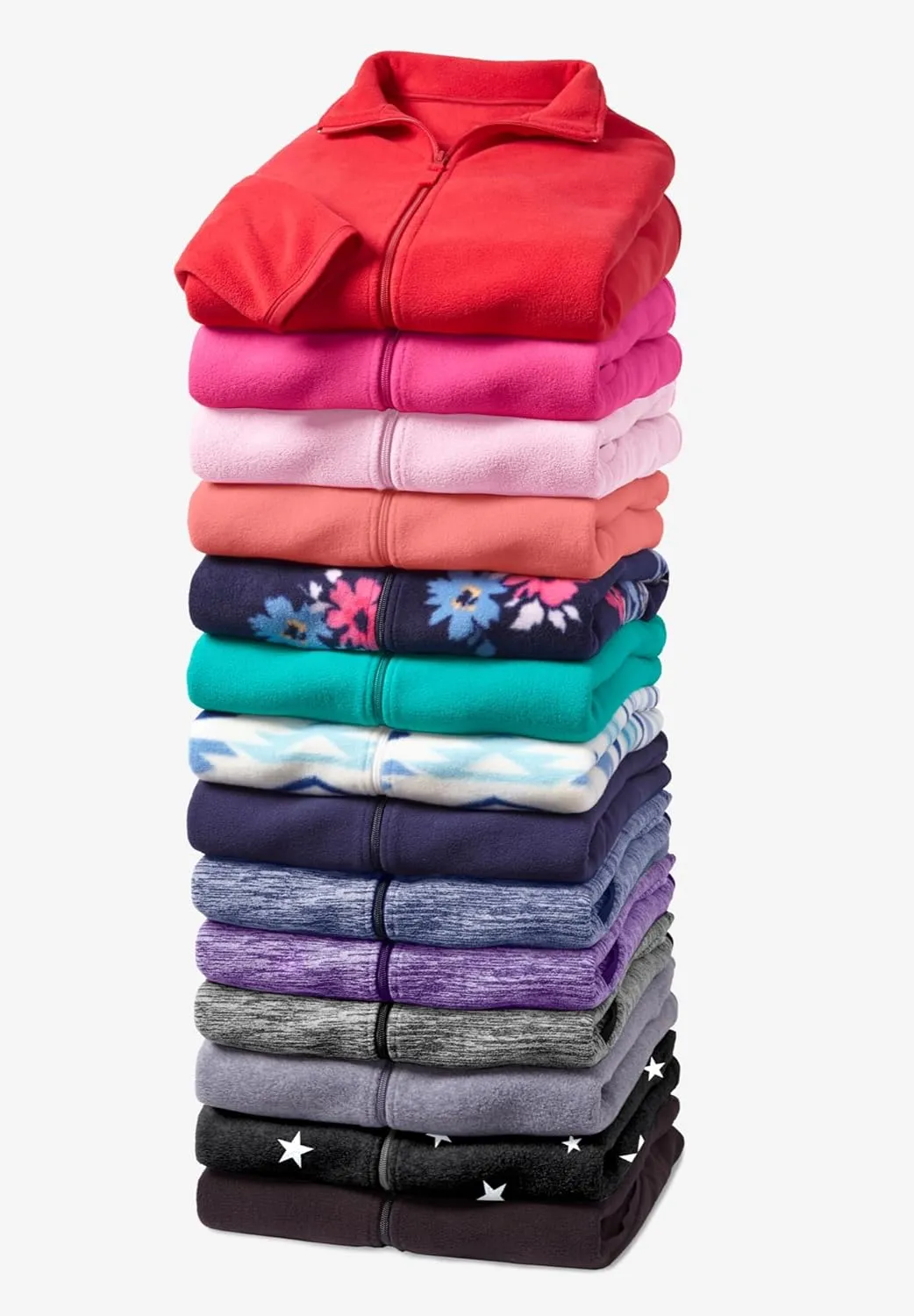 Woman Within Plus Size Zip-Front Microfleece Jacket Long Oversized Fleece