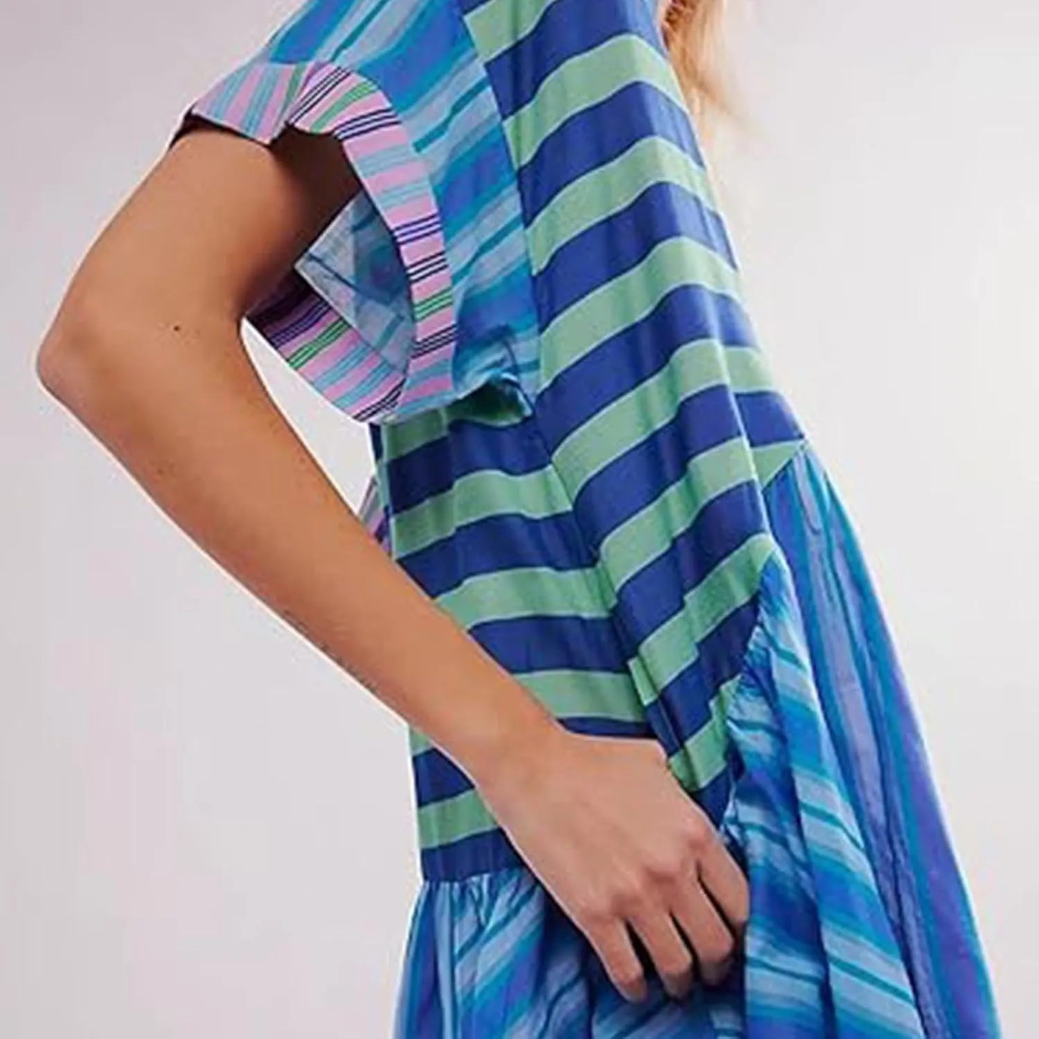 Women Boho Summer Dresses Y2K Babydoll Dress Trendy A-Line Flowy Ruffle Mini Dress Deep V-Neck Casual Floral Sundress