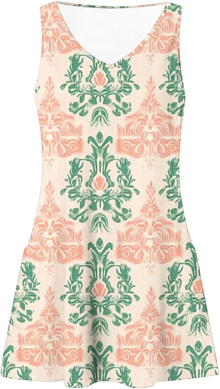 Women Boho Tank Dress 2025 Sleeveless Tunic Mini Dresses Floral Print Sundress Beach Resort Wear Short