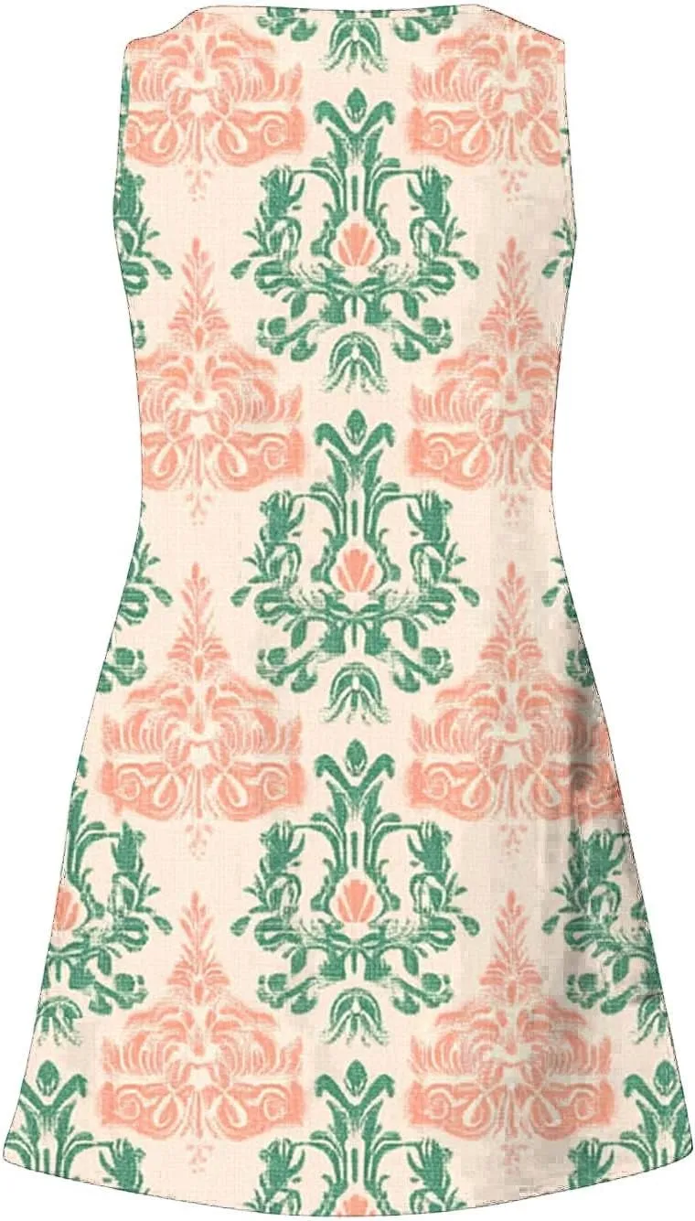 Women Boho Tank Dress 2025 Sleeveless Tunic Mini Dresses Floral Print Sundress Beach Resort Wear Short