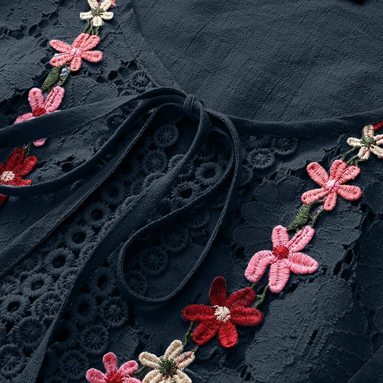Women Cotton Linen Embroidered Tops Loose Fit Tunic 3/4 Sleeve Summer Blouse Shirts Boho Peasant Trendy Clothes 2024