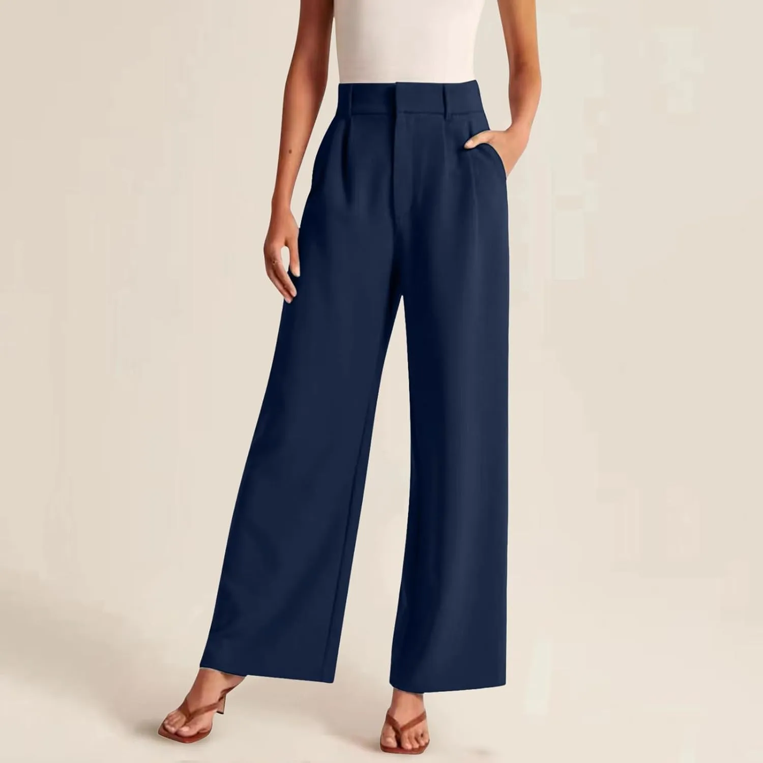 Women Cotton Linen Summer Palazzo Pant Trousers High Waist Straight Loose Fit Palazzo Pants Beach