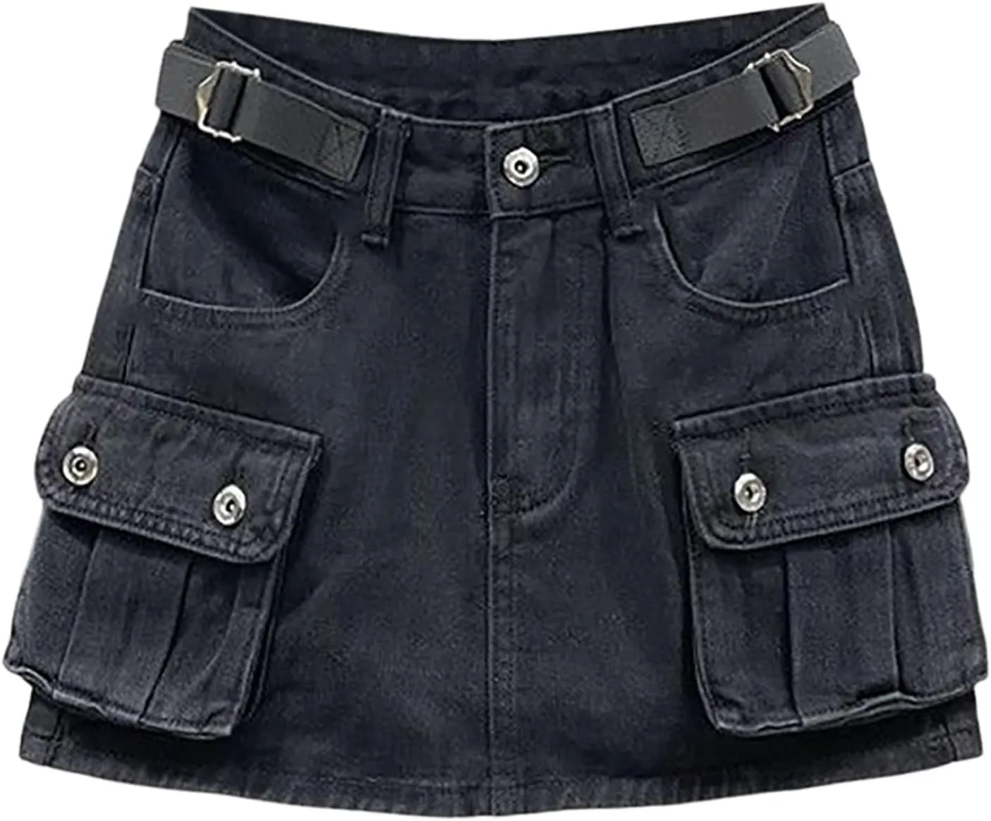 Women Soild Mini Cargo Skirt Low Waist Short Denim Jean Skirt 3 Piece Suit Women Office