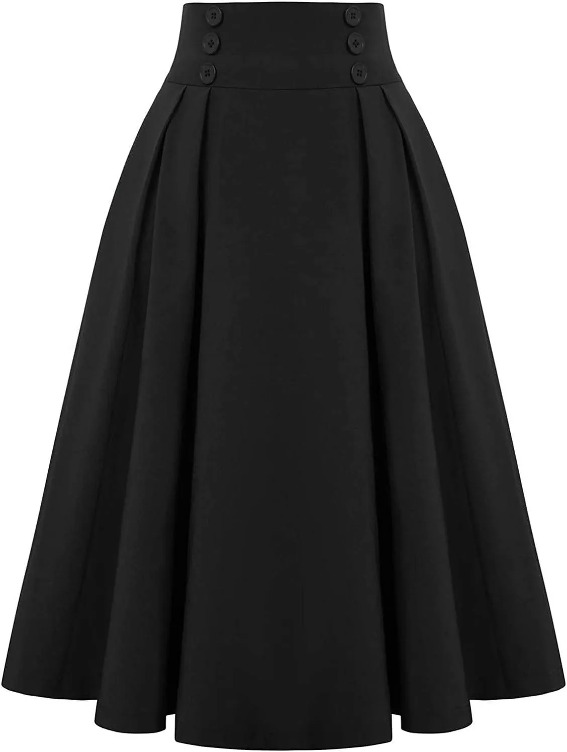 Women Vintage Skirt High Waist Pleated Skirt Midi A-Line Skirt with Pockets Summer Spring Swing Formal Casual Dresses
