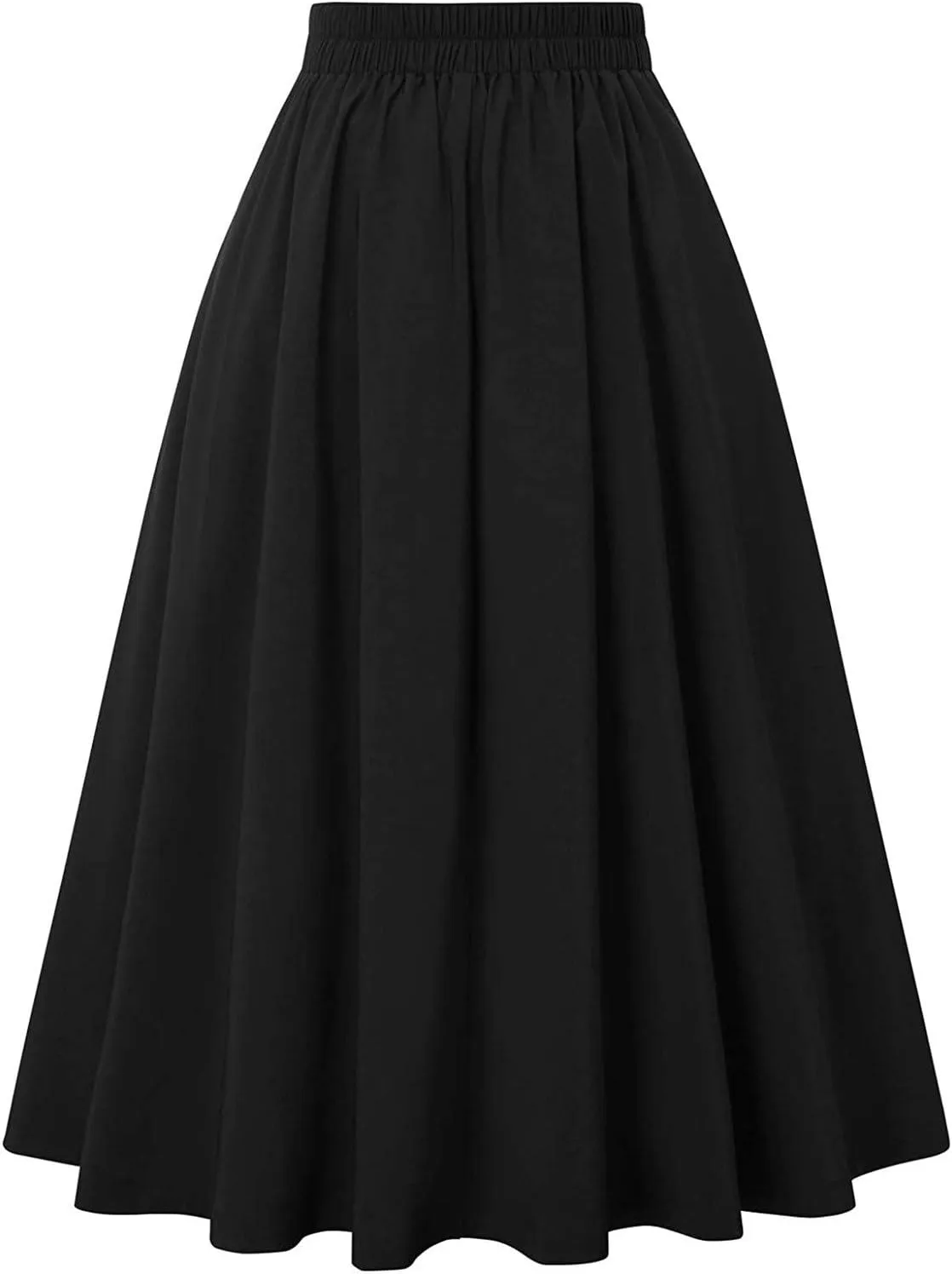 Women Vintage Skirt High Waist Pleated Skirt Midi A-Line Skirt with Pockets Summer Spring Swing Formal Casual Dresses