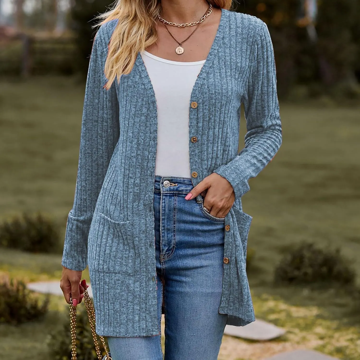 Womens 2024 Fall Fashion Cardigan Lightweight Soft Knit Cardigans Long Sleeve Open Front Outwear Coats