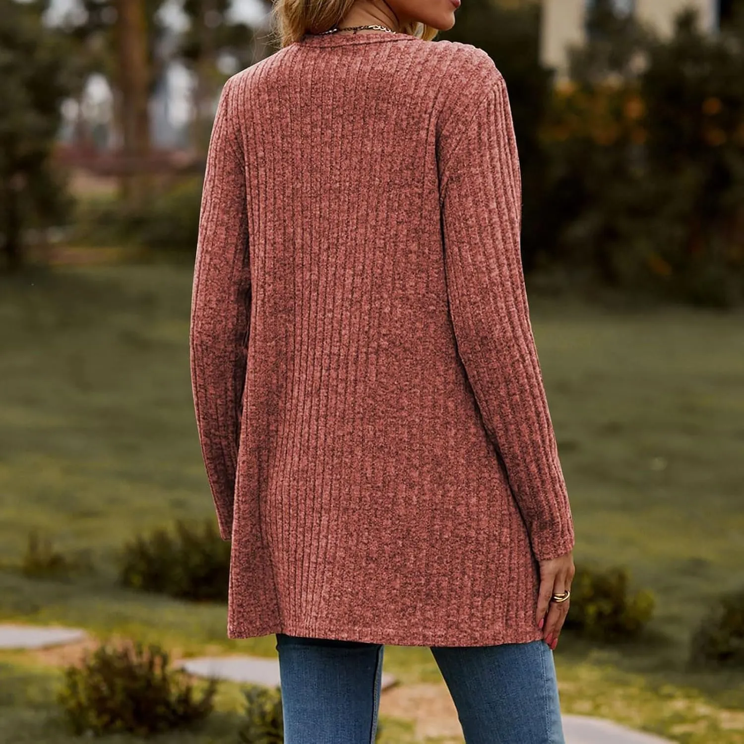 Womens 2024 Fall Fashion Cardigan Lightweight Soft Knit Cardigans Long Sleeve Open Front Outwear Coats