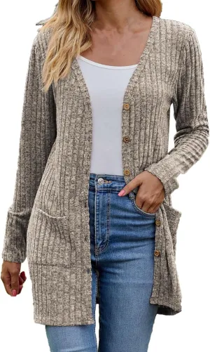 Womens 2024 Fall Fashion Cardigan Lightweight Soft Knit Cardigans Long Sleeve Open Front Outwear Coats