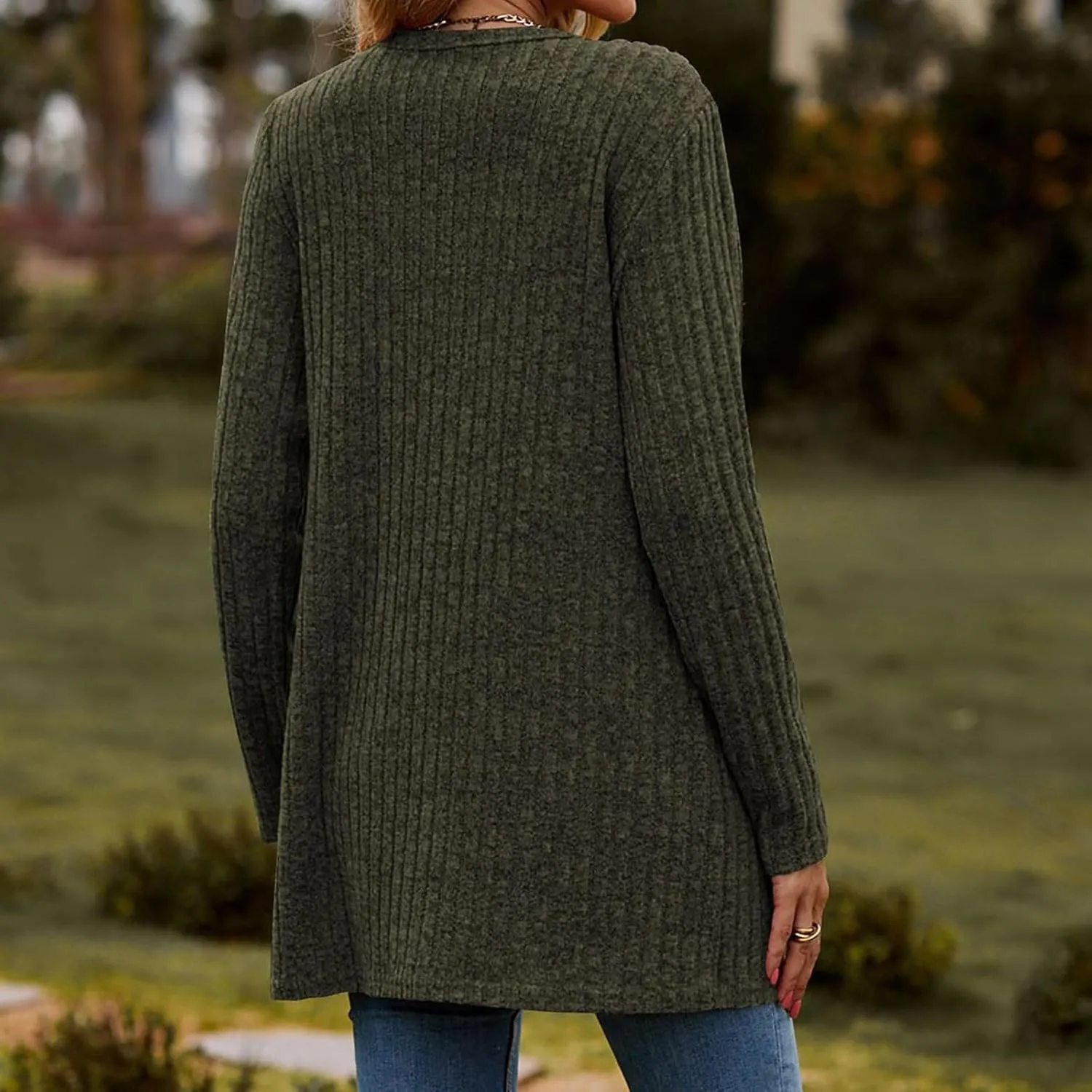 Womens 2024 Fall Fashion Cardigan Lightweight Soft Knit Cardigans Long Sleeve Open Front Outwear Coats