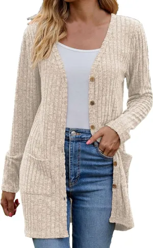 Womens 2024 Fall Fashion Cardigan Lightweight Soft Knit Cardigans Long Sleeve Open Front Outwear Coats