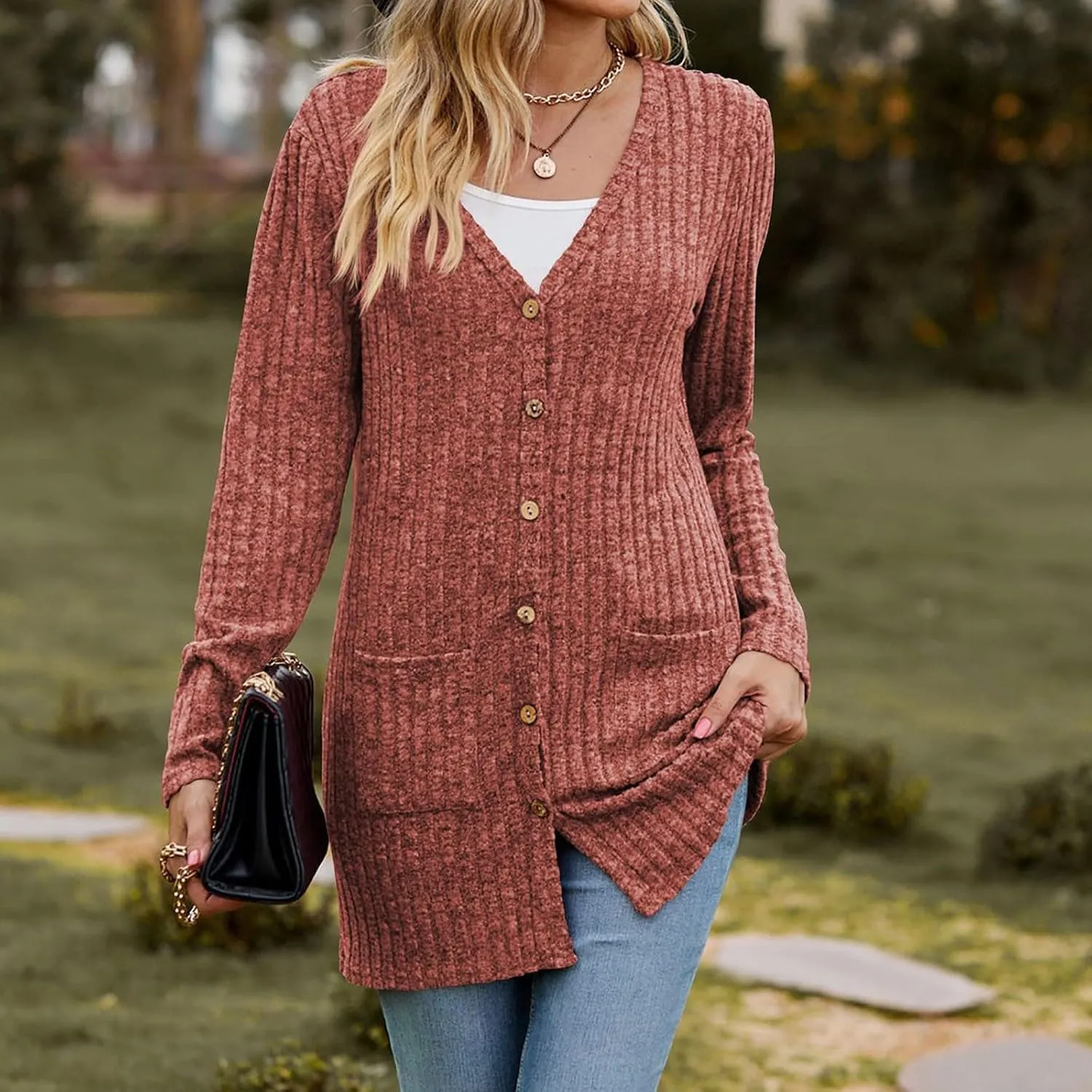 Womens 2024 Fall Fashion Cardigan Lightweight Soft Knit Cardigans Long Sleeve Open Front Outwear Coats