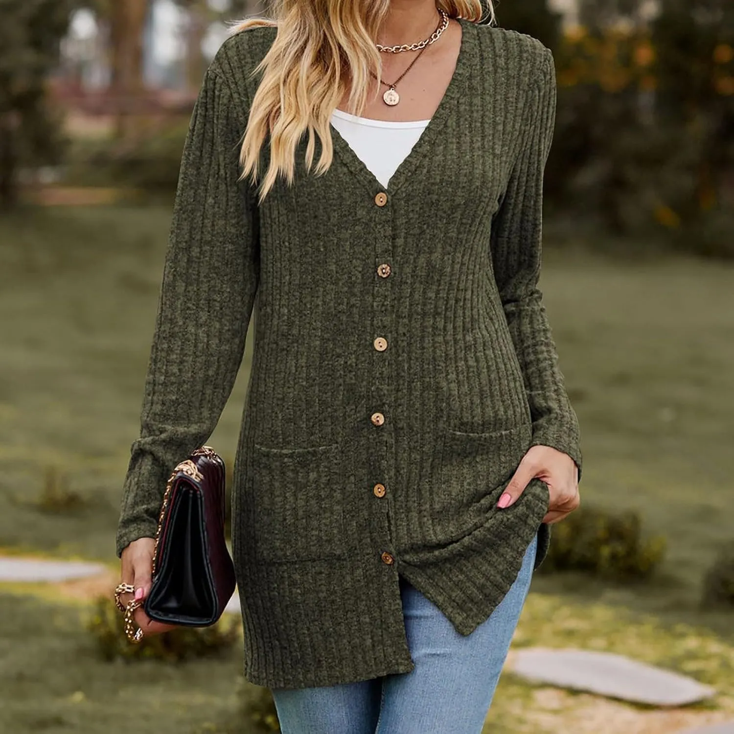 Womens 2024 Fall Fashion Cardigan Lightweight Soft Knit Cardigans Long Sleeve Open Front Outwear Coats