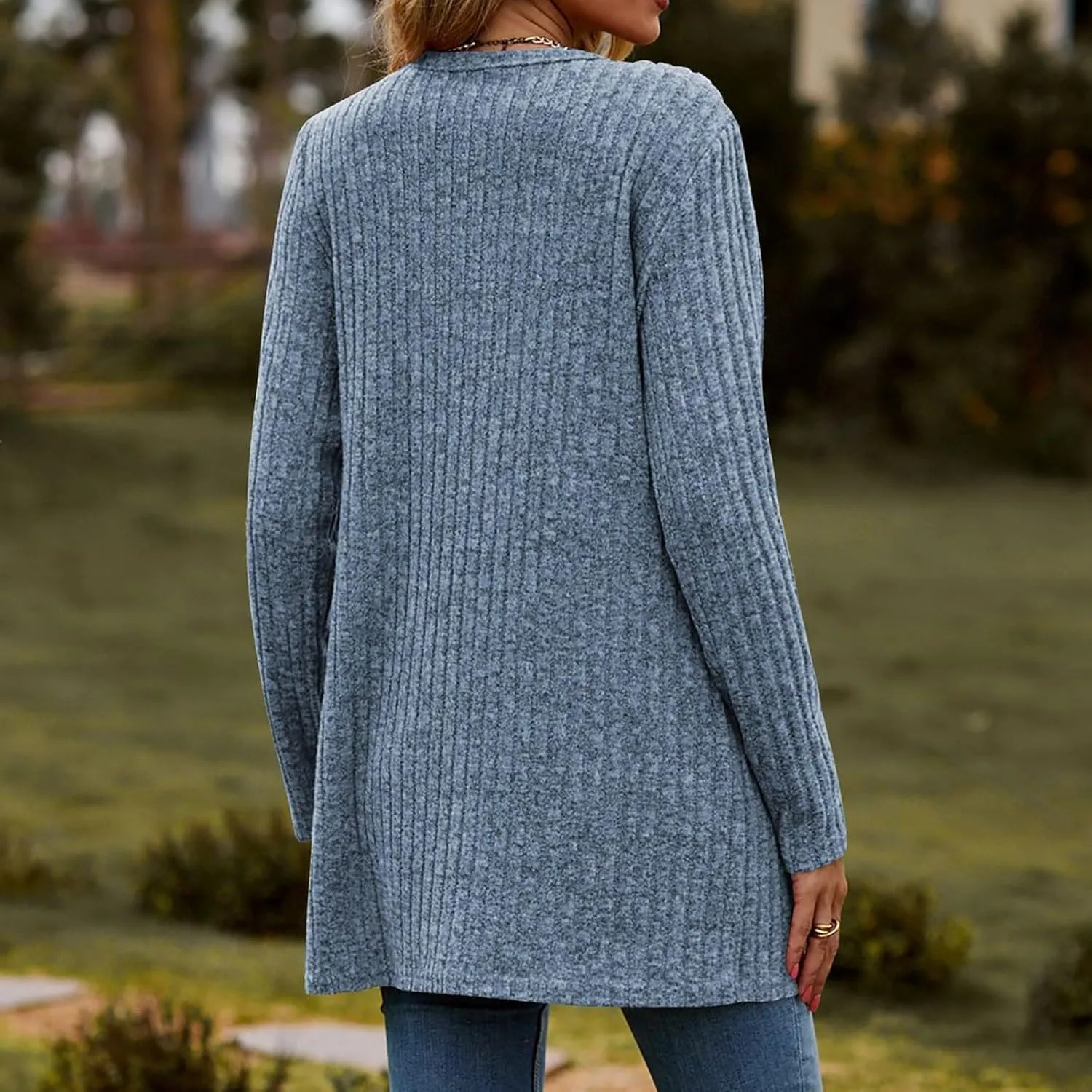 Womens 2024 Fall Fashion Cardigan Lightweight Soft Knit Cardigans Long Sleeve Open Front Outwear Coats