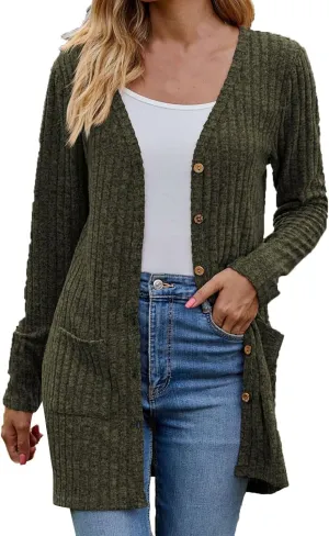 Womens 2024 Fall Fashion Cardigan Lightweight Soft Knit Cardigans Long Sleeve Open Front Outwear Coats