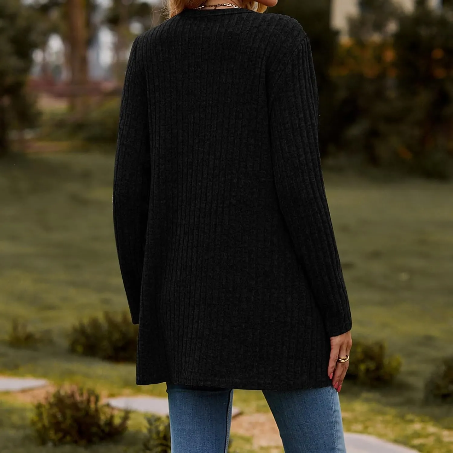 Womens 2024 Fall Fashion Cardigan Lightweight Soft Knit Cardigans Long Sleeve Open Front Outwear Coats
